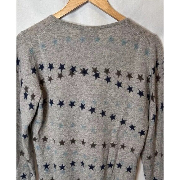 CHARTER CLUB LUXURY CASHMERE M SWEATER CREW NECK GREY stars  PULLOVER pretty - Picture 7 of 8